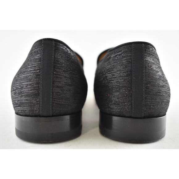 Christian Louboutin Mens Dandelion Flat Black Shantung Diams Dress Loafer 43 10